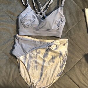 Lavender Tye Dye Women's Bikini & High-Waist Bottom Set